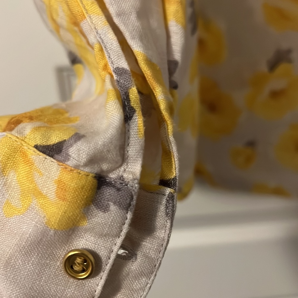 Charter Club Luxury 100% Linen size Large yellow and tan button down casual - Picture 8 of 11